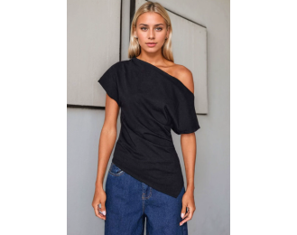 Asymmetric neckline T-shirt
